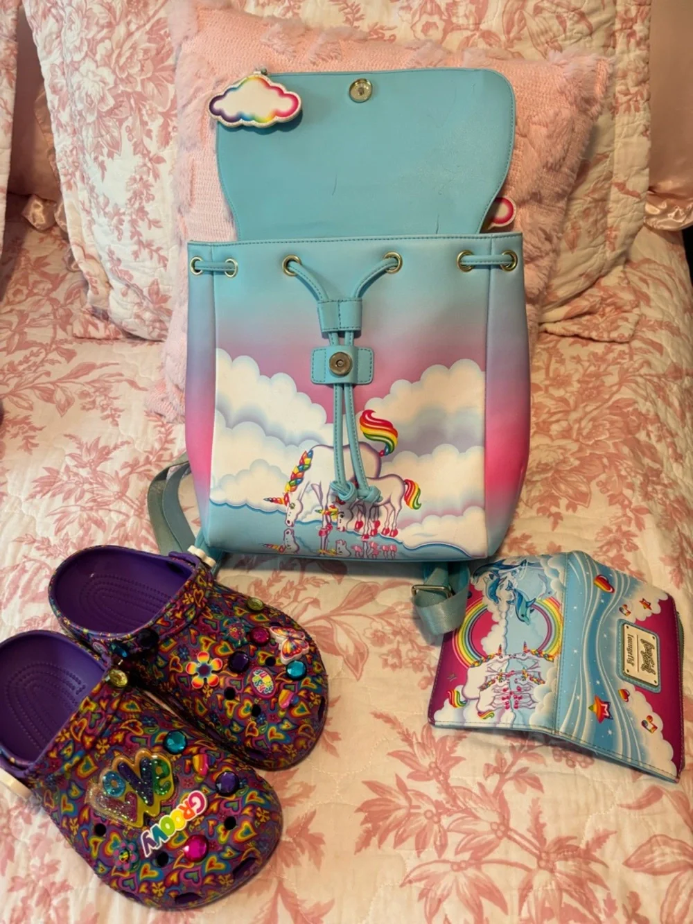 Lisa Frank Pastel Rainbow Cloud Backpack with Matching Wallet - Picture 5 of 12